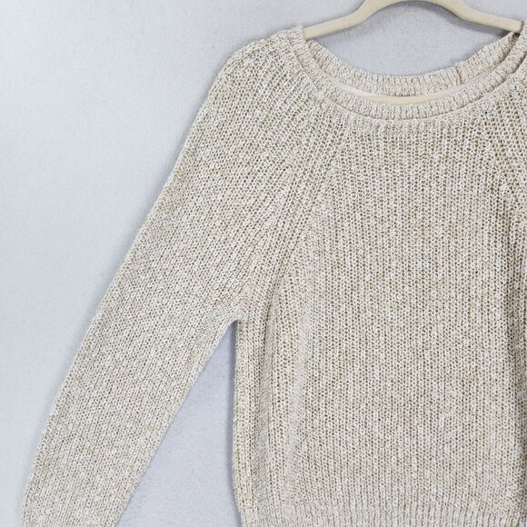 Free People Sweater Womens Large Cream Electric City Linen Blend Pullover Casual - Picture 3 of 12